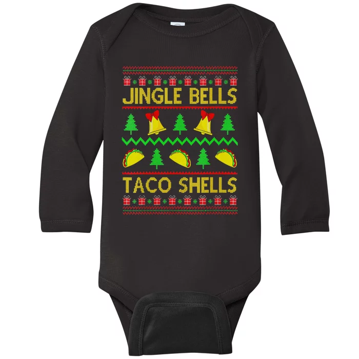 Jingle Bell Taco Shells Funny Christmas Mexican Baby Long Sleeve Bodysuit