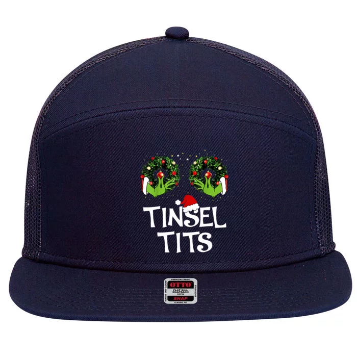 Jingle Balls Tinsel Tits Couples Christmas Matching Couple Great Gift 7 Panel Mesh Trucker Snapback Hat