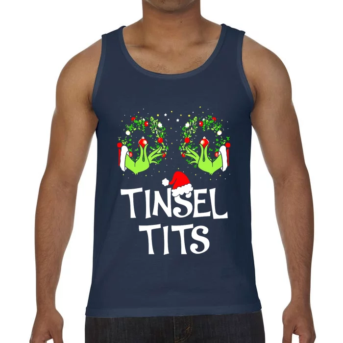 Jingle Balls Tinsel Tits Couples Christmas Matching Couple Comfort Colors® Tank Top