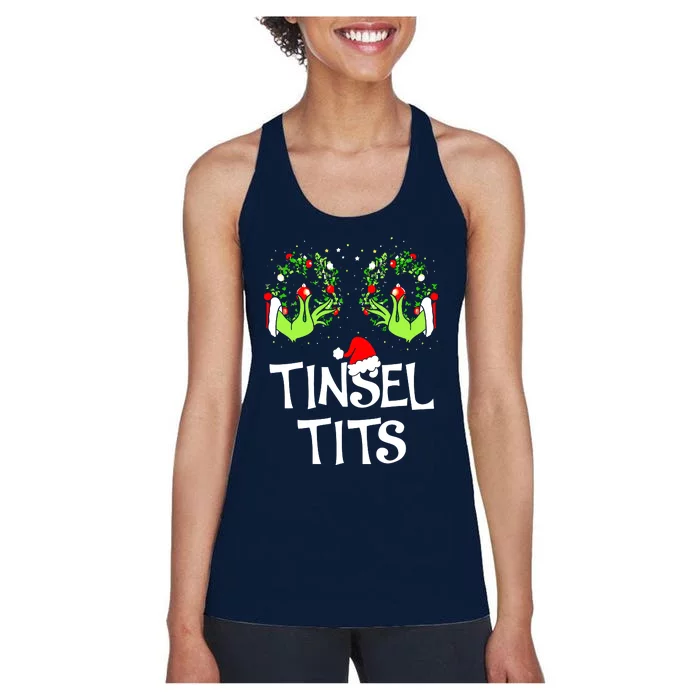 Jingle Balls Tinsel Tits Couples Christmas Matching Couple Women's Racerback Tank