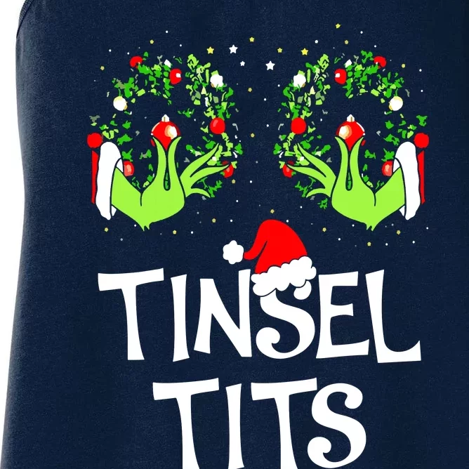 Jingle Balls Tinsel Tits Couples Christmas Matching Couple Women's Racerback Tank