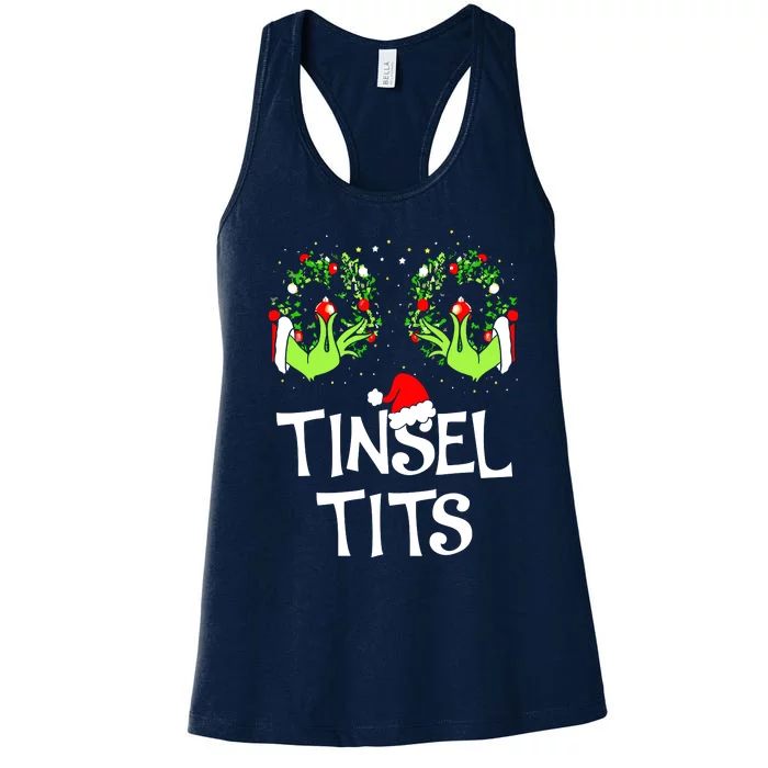 Jingle Balls Tinsel Tits Couples Christmas Matching Couple Women's Racerback Tank