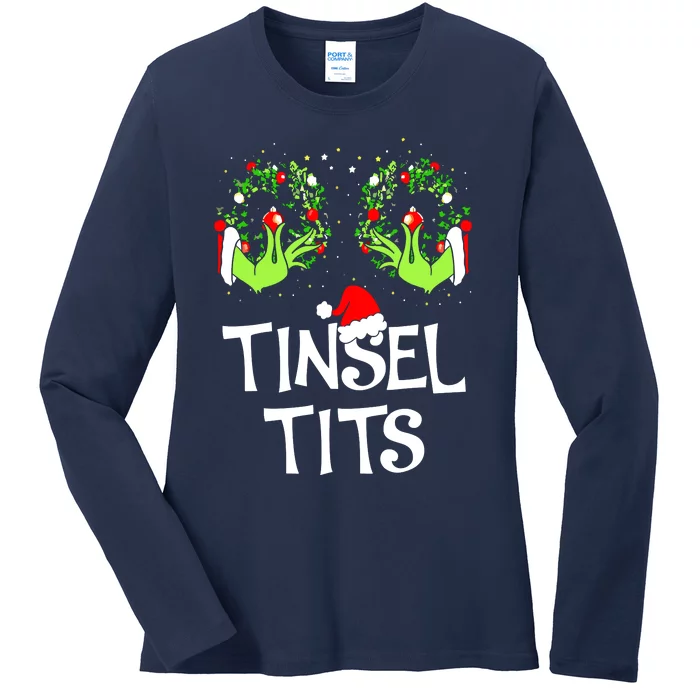 Jingle Balls Tinsel Tits Couples Christmas Matching Couple Ladies Long Sleeve Shirt