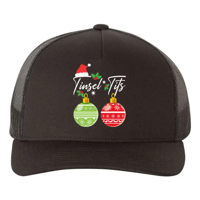 Jingle Balls Tinsel Tits Funny Christmas Matching Couple Yupoong Adult 5-Panel Trucker Hat