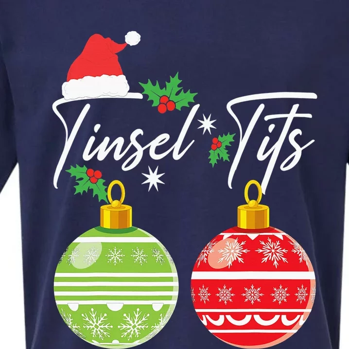 Jingle Balls Tinsel Tits Funny Christmas Matching Couple Sueded Cloud Jersey T-Shirt