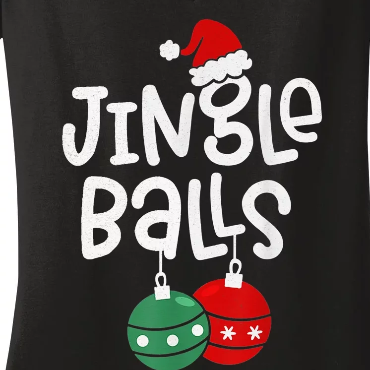 Jingle Balls Tinsel Tits Matching Chestnuts Christmas Couple Women's V-Neck T-Shirt