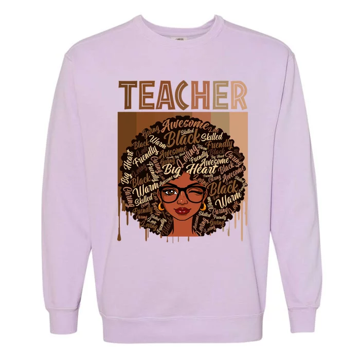 Juneteenth Black Teacher Afro Smart Africa American Gift Garment-Dyed Sweatshirt