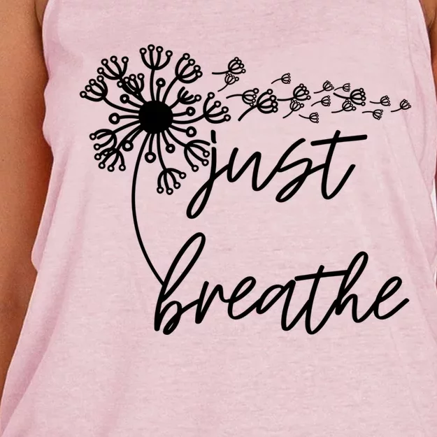 Just Breathe Thirt Breathe Meditation Gift Women's Knotted Racerback Tank