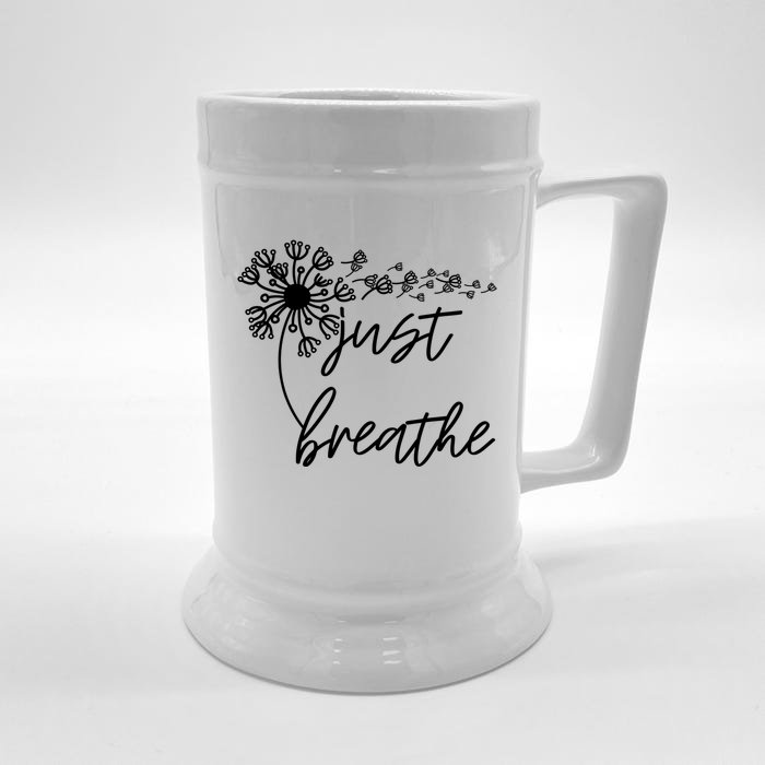 Just Breathe Thirt Breathe Meditation Gift Front & Back Beer Stein