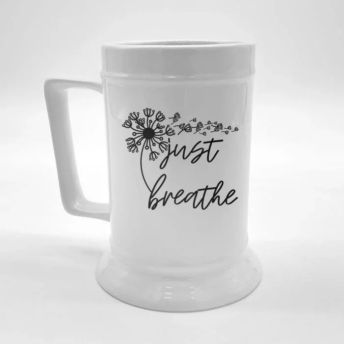 Just Breathe Thirt Breathe Meditation Gift Front & Back Beer Stein