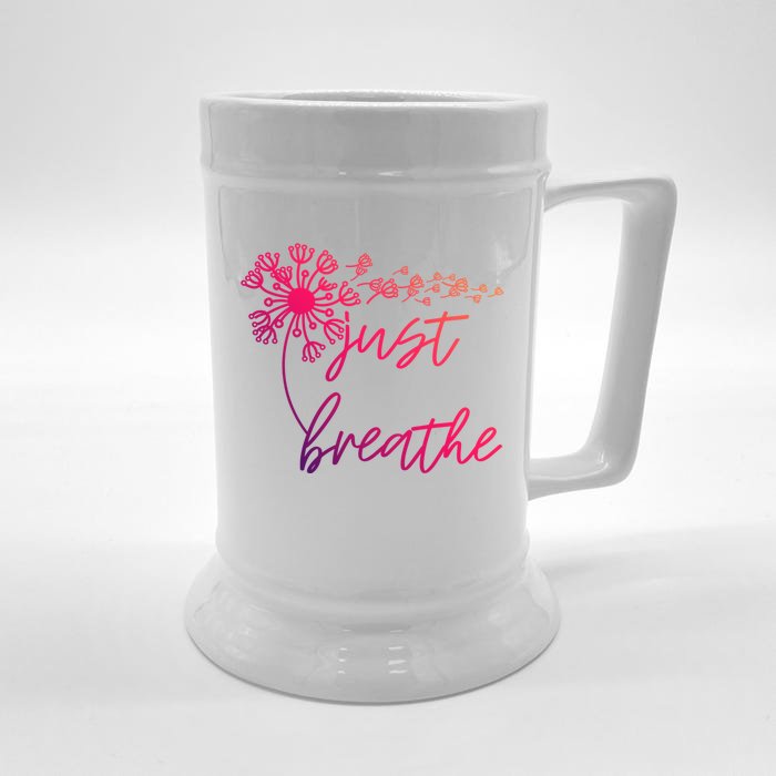 Just Breathe Thirt Breathe Meditation Gift Front & Back Beer Stein