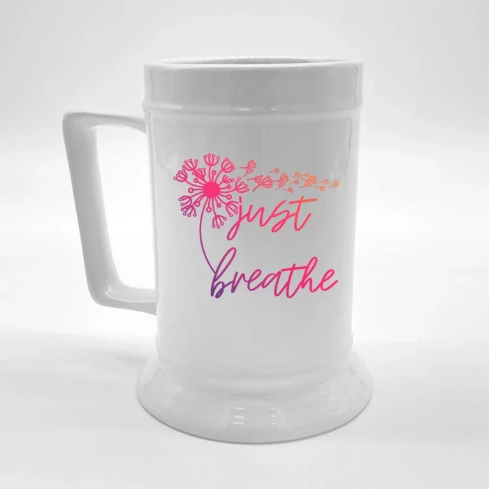 Just Breathe Thirt Breathe Meditation Gift Front & Back Beer Stein