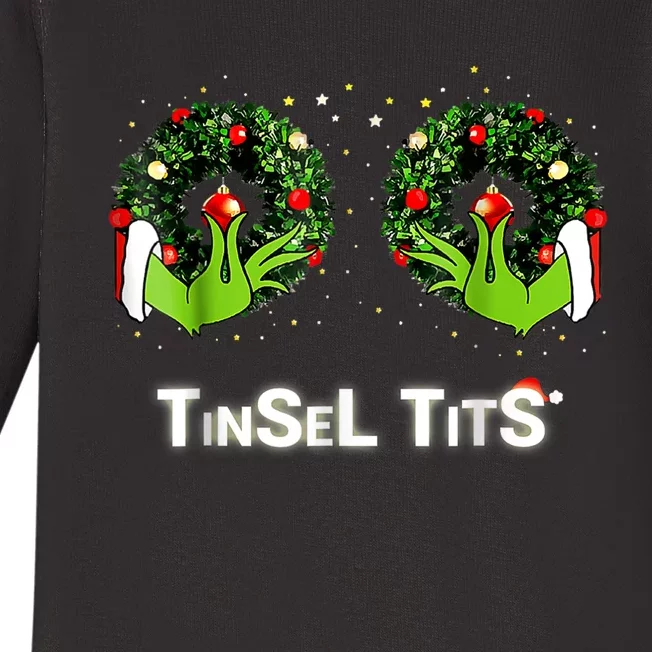 Jingle Balls Tinsel Tits Funny Matching Couple Baby Long Sleeve Bodysuit