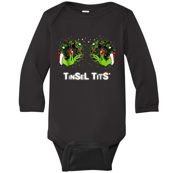 Jingle Balls Tinsel Tits Funny Matching Couple Baby Long Sleeve Bodysuit