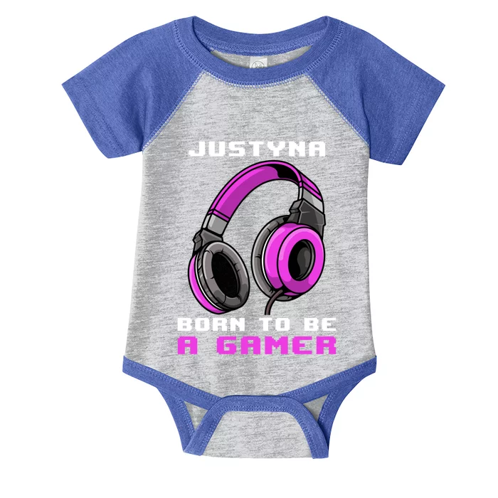 Justyna Born To Be A Gamer Personalized Gift Infant Baby Jersey Bodysuit