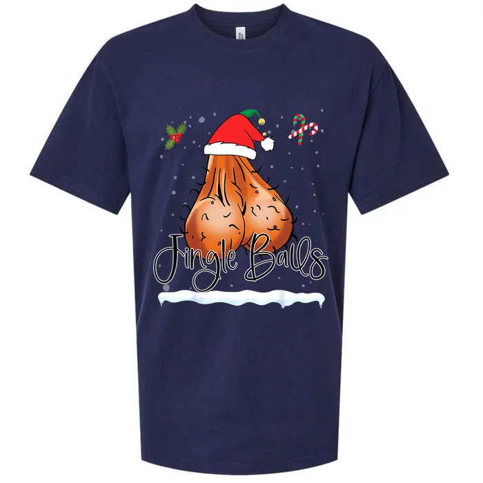 Jingle Balls Tinsel Tits Funny Christmas Matching Couple Sexy Joke Naughty Sueded Cloud Jersey T-Shirt