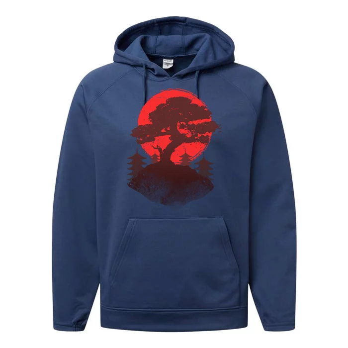 Japanese Bonsai Tree Scene Performance Fleece Hoodie