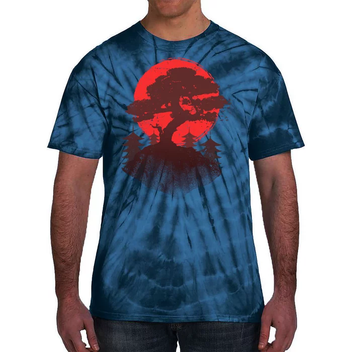 Japanese Bonsai Tree Scene Tie-Dye T-Shirt