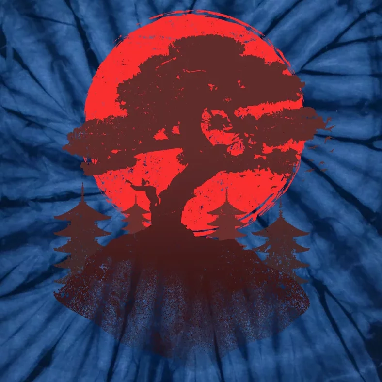 Japanese Bonsai Tree Scene Tie-Dye T-Shirt