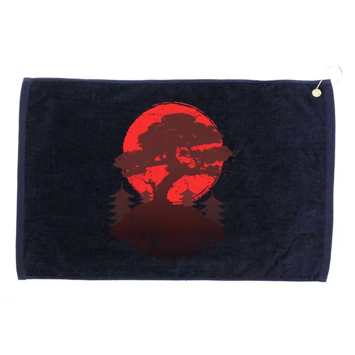 Japanese Bonsai Tree Scene Grommeted Golf Towel