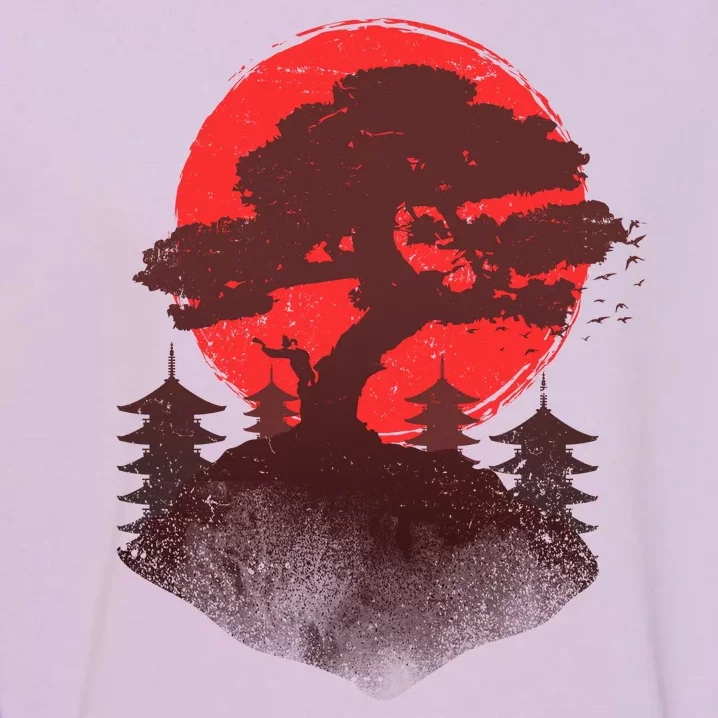 Japanese Bonsai Tree Scene Garment-Dyed Sweatshirt