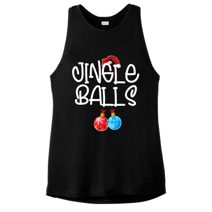 Jingle Balls Tinsel Tits Couple Funny Christmas Matching Ladies Tri-Blend Wicking Tank