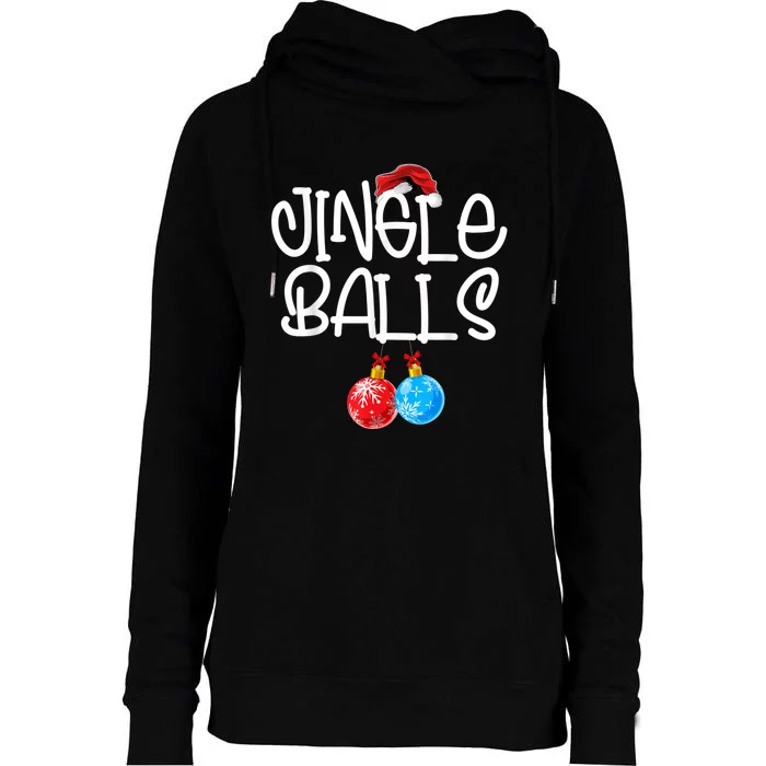 Jingle Balls Tinsel Tits Couple Funny Christmas Matching Womens Funnel Neck Pullover Hood