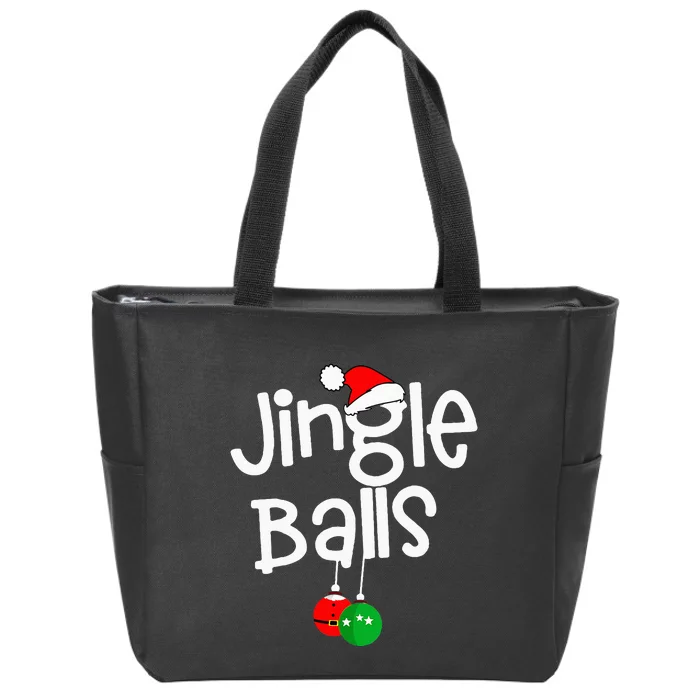 Jingle Balls Tinsel Tits Funny Couple Christmas Pajama Xmas Zip Tote Bag