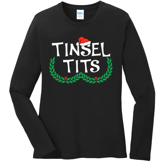 Jingle Balls Tinsel Tits Funny Couple Christmas Pajama Xmas Ladies Long Sleeve Shirt