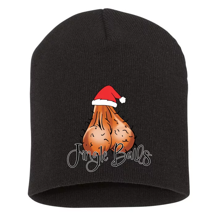 Jingle Balls Tinsel Tits Funny Christmas Matching Couple Short Acrylic Beanie