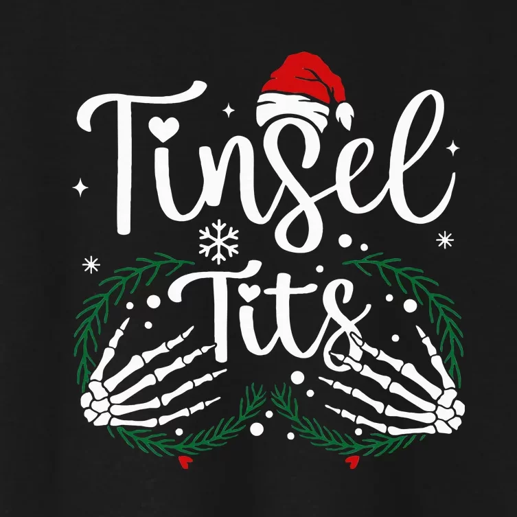 Jingle Balls Tinsel Tits Matching Xmas Couples Women's Crop Top Tee