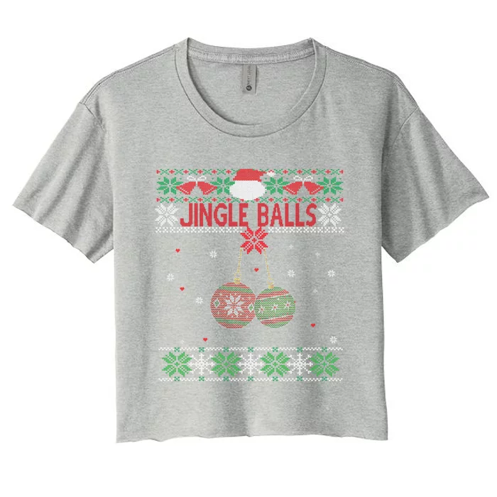 Jingle Balls Tinsel Tits Ugly Christmas Sweater Chestnuts Cool Gift Women's Crop Top Tee