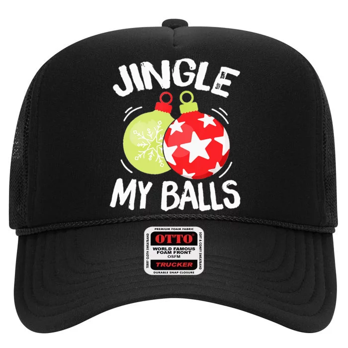 JINGLE BALLS Tinsel Funny Couple Christmas Chestnuts Xmas High Crown Mesh Trucker Hat