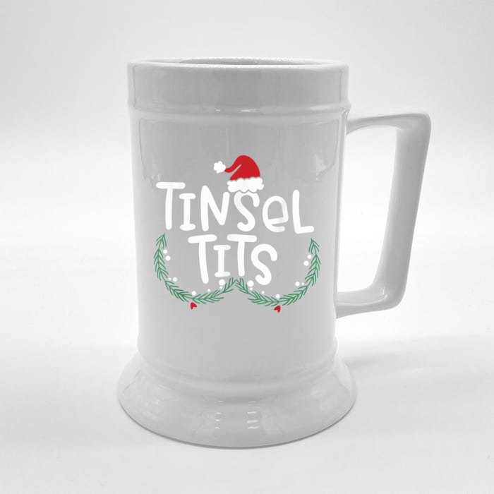 Jingle Balls Tinsel Tits Couples Christmas Matching Couple Front & Back Beer Stein