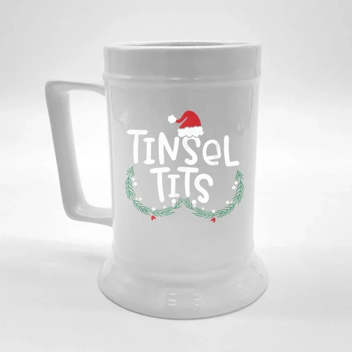 Jingle Balls Tinsel Tits Couples Christmas Matching Couple Front & Back Beer Stein