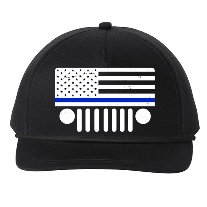 Blue Thin Line American Flag Car Off Roading Snapback Five-Panel Rope Hat