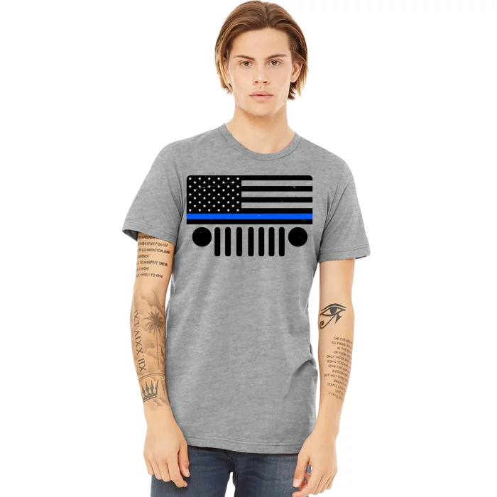 Blue Thin Line American Flag Car Off Roading Premium T-Shirt