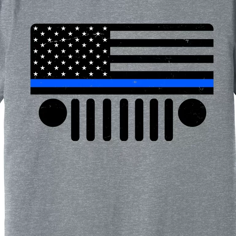 Blue Thin Line American Flag Car Off Roading Premium T-Shirt