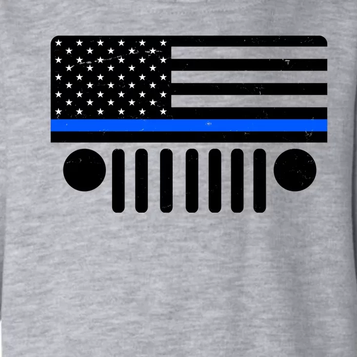 Blue Thin Line American Flag Car Off Roading Toddler Hoodie