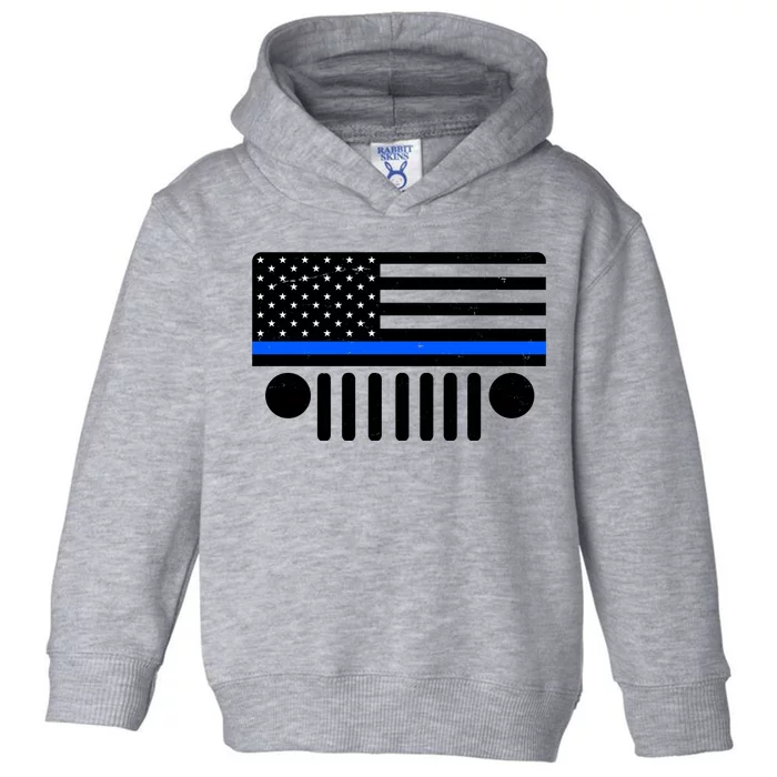 Blue Thin Line American Flag Car Off Roading Toddler Hoodie