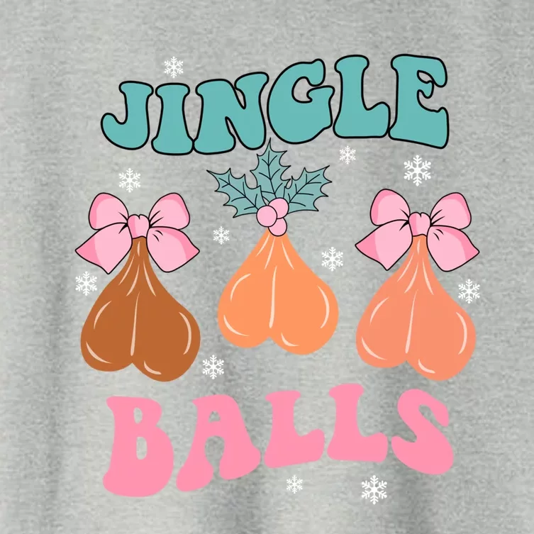 Jingle Balls Tinsel Tits Groovy Retro Xmas Holiday Christmas Gift Women's Crop Top Tee