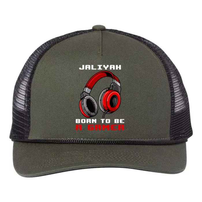 Jaliyah Born To Be A Gamer Personalized Great Gift Retro Rope Trucker Hat Cap