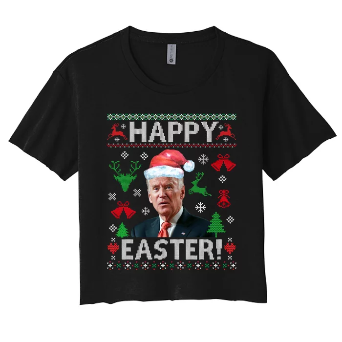 Joe Biden Ugly Christmas Sweater, Biden Christmas Sweater Women's Crop Top Tee