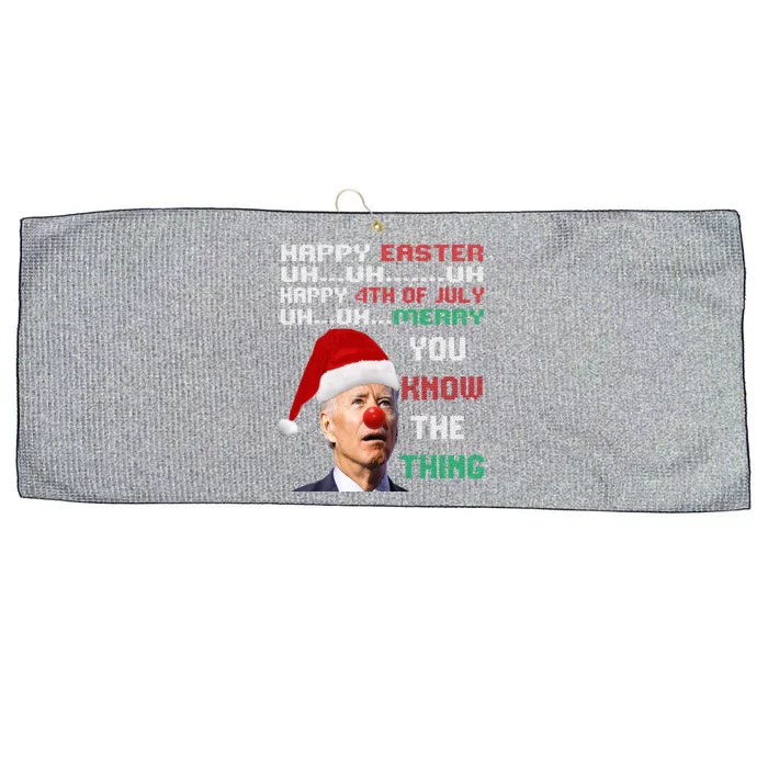 Joe Biden Ugly Christmas Sweater And Funny Ugly Gift Large Microfiber Waffle Golf Towel