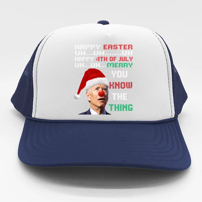 Joe Biden Ugly Christmas Sweater And Funny Ugly Gift Trucker Hat