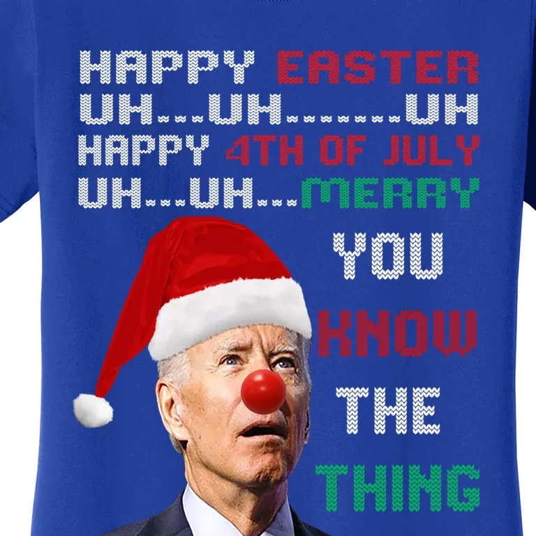 Joe Biden Ugly Christmas Sweater And Funny Ugly Cute Gift Women's T-Shirt