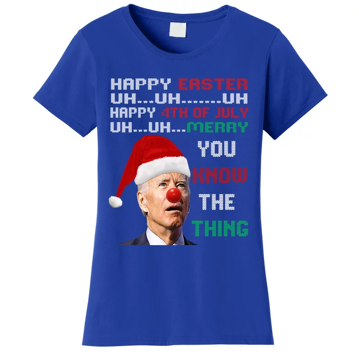 Joe Biden Ugly Christmas Sweater And Funny Ugly Cute Gift Women's T-Shirt