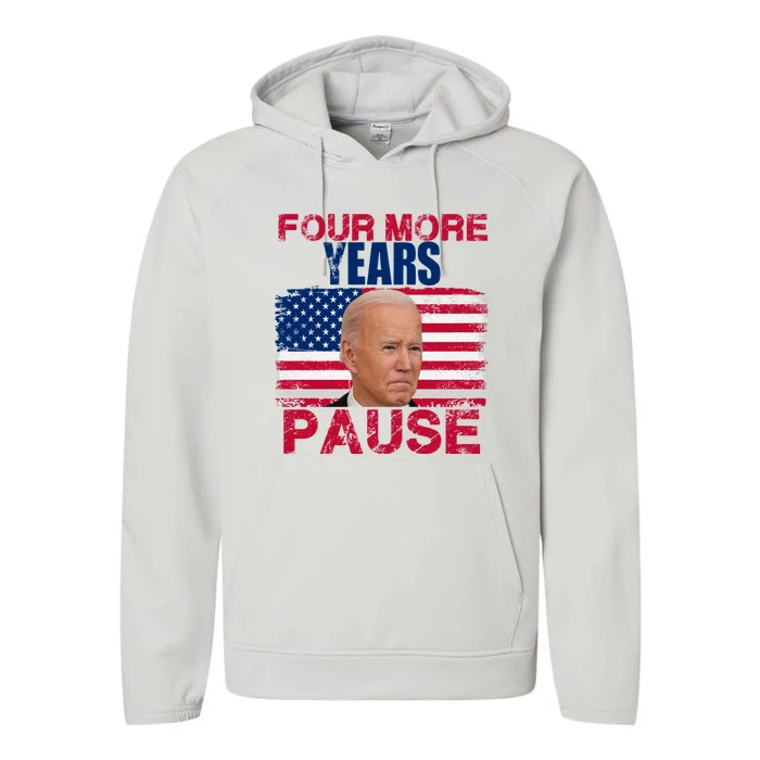 Joe Biden Us Flag Funny Quote Saying Four More Years Pause Performance Fleece Hoodie