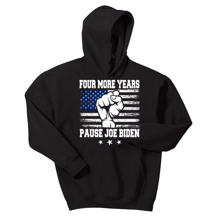 Joe Biden Us Flag Funny Quote Saying Four More Years Pause Kids Hoodie