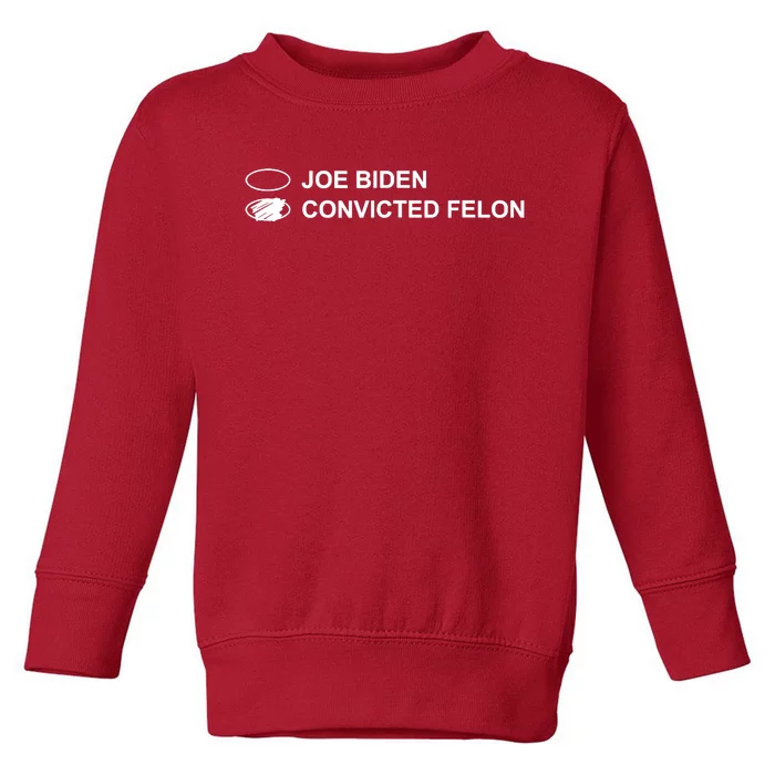 Joe Biden Vs Convicted Felon Funny Ballot Paper Voting Humor Toddler Sweatshirt